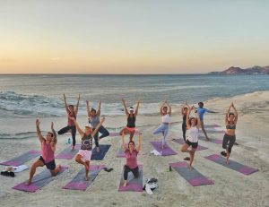 group yoga practice in Greece