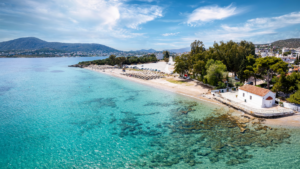 Sea and a church in Greece